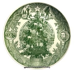 Vintage THE FIRST CHRISTMAS TREE Wooster Ohio 1847 Plate 10"Kettlesprings KILN